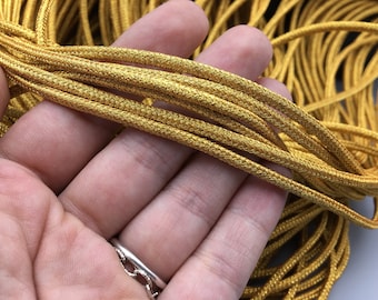 Shimmering Gold Rope: Versatile Cord for Jewelry, Bags, DIY Crafts - 3mm Metallic Cord for Macrame, Decor & Home Projects