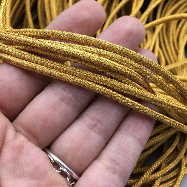 Shimmering Gold Rope: Versatile Cord for Jewelry, Bags, DIY Crafts - 3mm Metallic Cord for Macrame, Decor & Home Projects