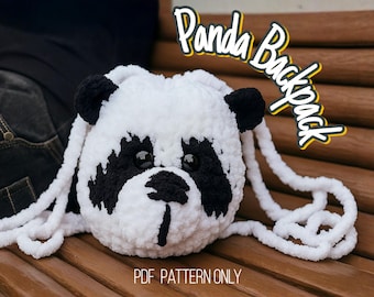 Crochet Panda Bear Backpack Pattern: Low-Sew Funny Bag (PDF Pattern)