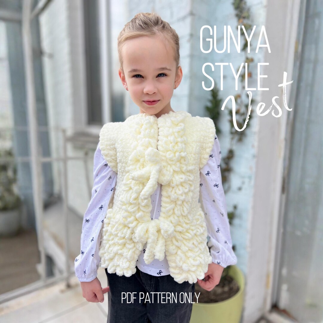 Kids Gunya Style Vest Crochet Pattern, Fluffy Loop Stitch (PDF Download ...