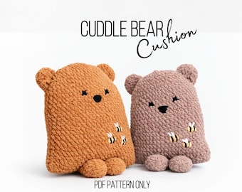 Crochet Cuddle Bear Pillow Pattern: Plush Yarn Cushion (PDF Pattern)