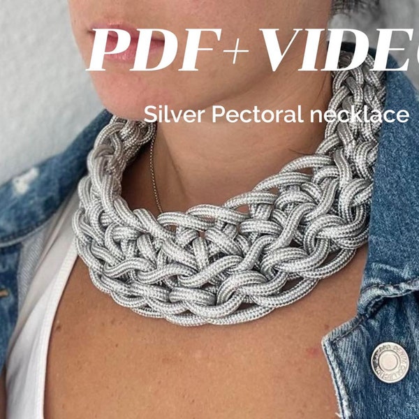 Crochet necklace pattern, jewelry making guide, crochet for beginners, silver chunky necklace, jewelry tutorial, Christmas crochet patterns