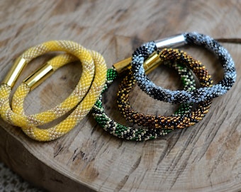 Python snake beaded rope bracelet with magnetic closure Statement bracelet accessory