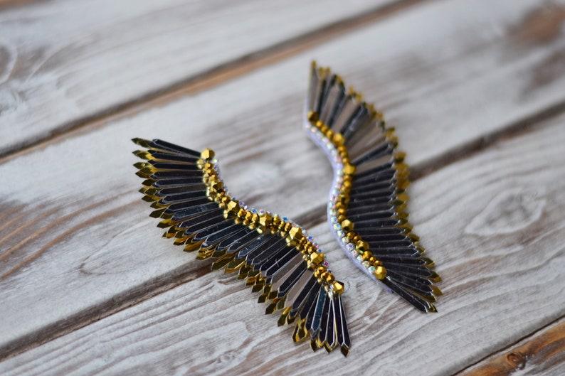 Eleganta Silver- & Guldänglavingar / Unika Dinglaörhängen bild 5