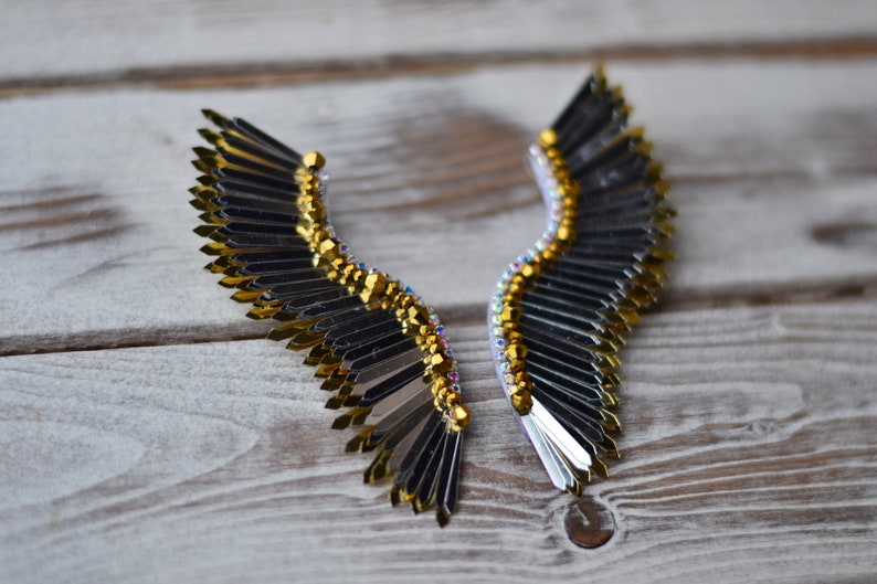 Eleganta Silver- & Guldänglavingar / Unika Dinglaörhängen bild 6