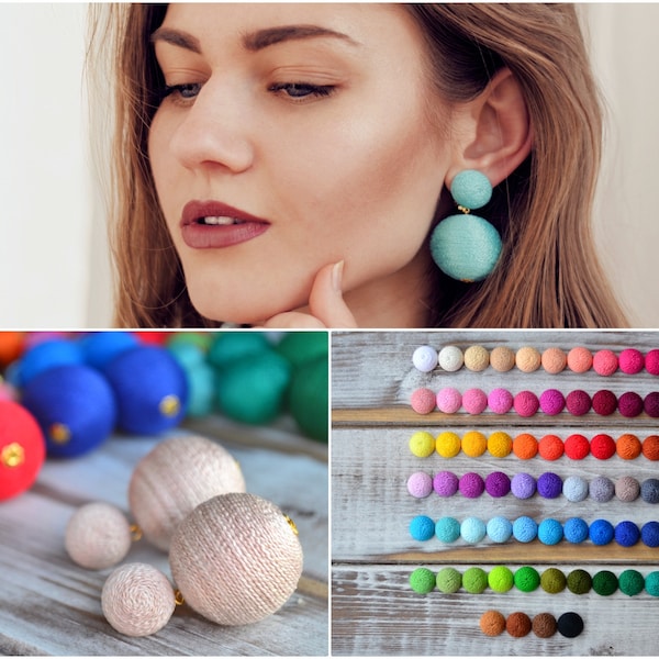 Two balls les bon bon bonbon earrings Double ball chunky clip earrings Rebecca de Ravenel Statement drop earrings