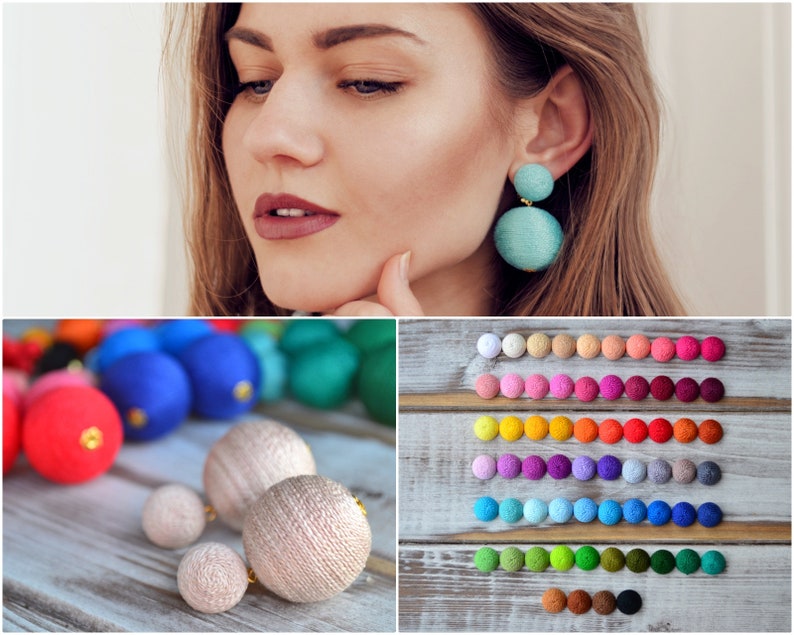 Two balls les bon bon bonbon earrings Double ball chunky clip earrings Rebecca de Ravenel Statement drop earrings image 1