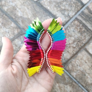 Rainbow beaded wings earrings