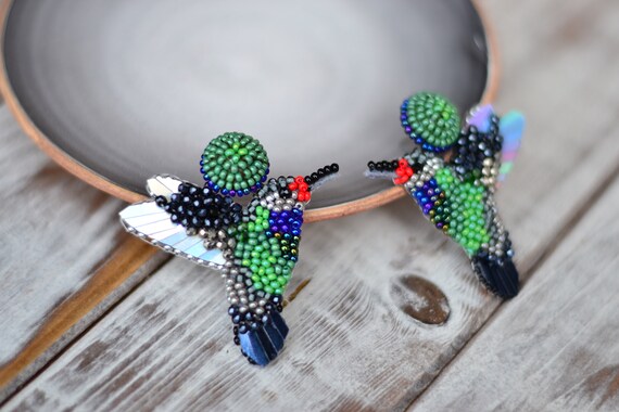 Butterfly Beaded Earrings, Summer Beaded Earrings, Tropical Beaded Earrings