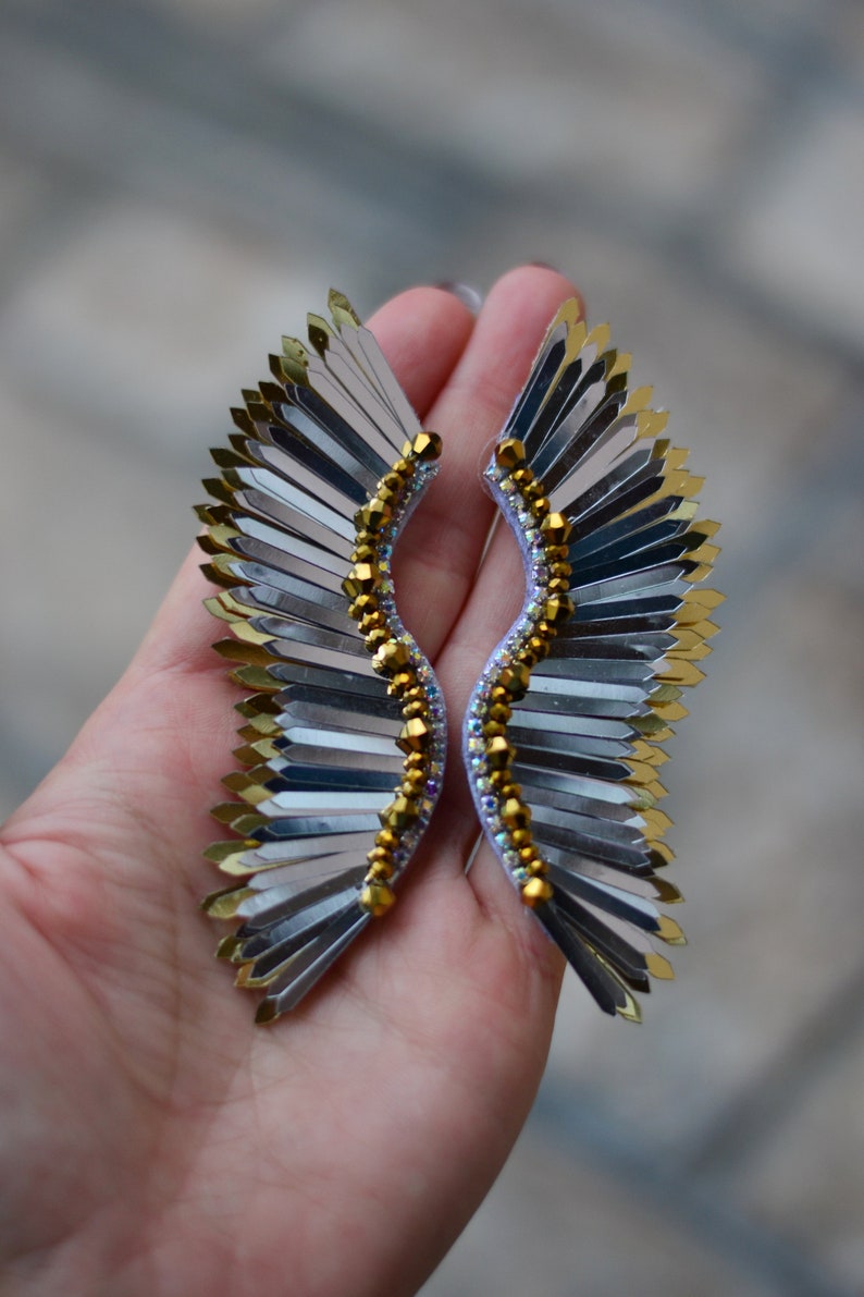 Eleganta Silver- & Guldänglavingar / Unika Dinglaörhängen large