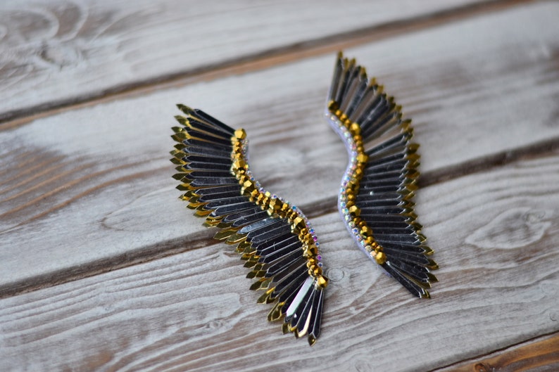 Eleganta Silver- & Guldänglavingar / Unika Dinglaörhängen bild 8