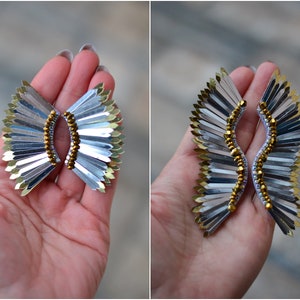 Eleganta Silver- & Guldänglavingar / Unika Dinglaörhängen bild 2