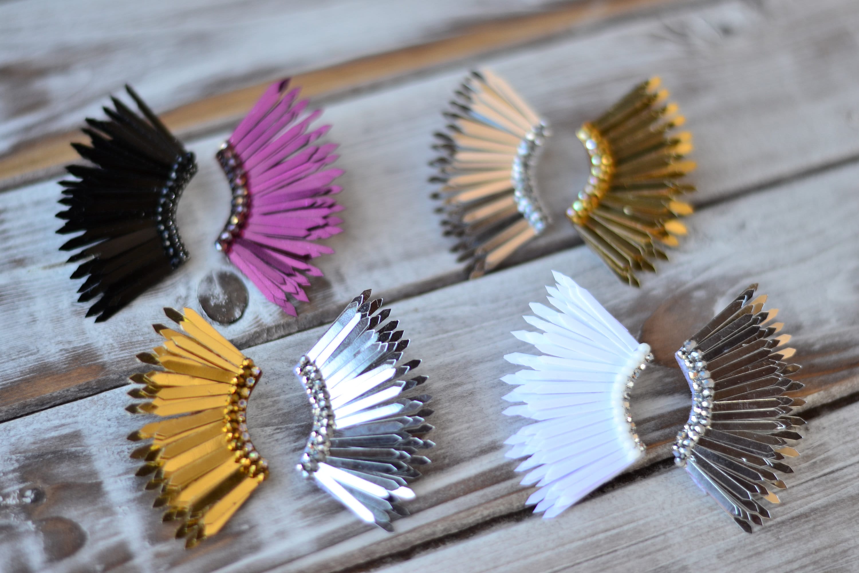 Small White Black Wings Earrings Etsy