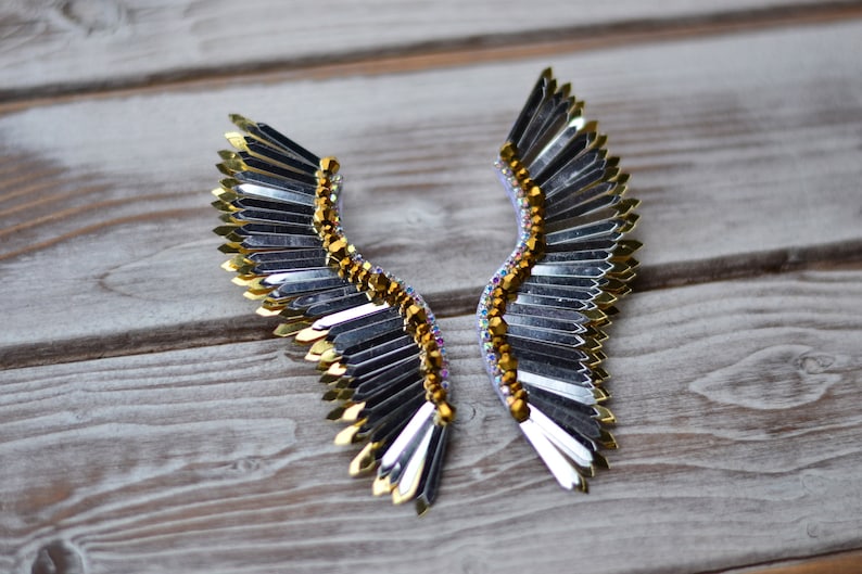 Eleganta Silver- & Guldänglavingar / Unika Dinglaörhängen bild 1