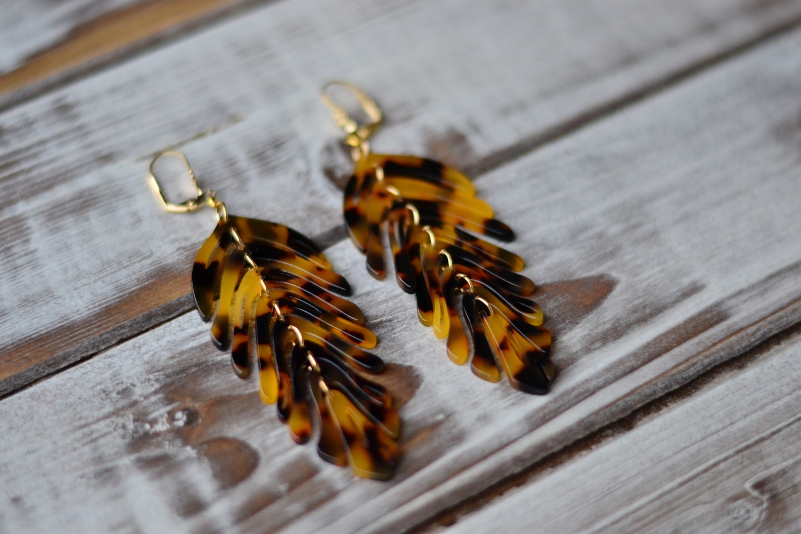 Palm Leaf Earrings Tropical Green White Statement Earrings - Etsy