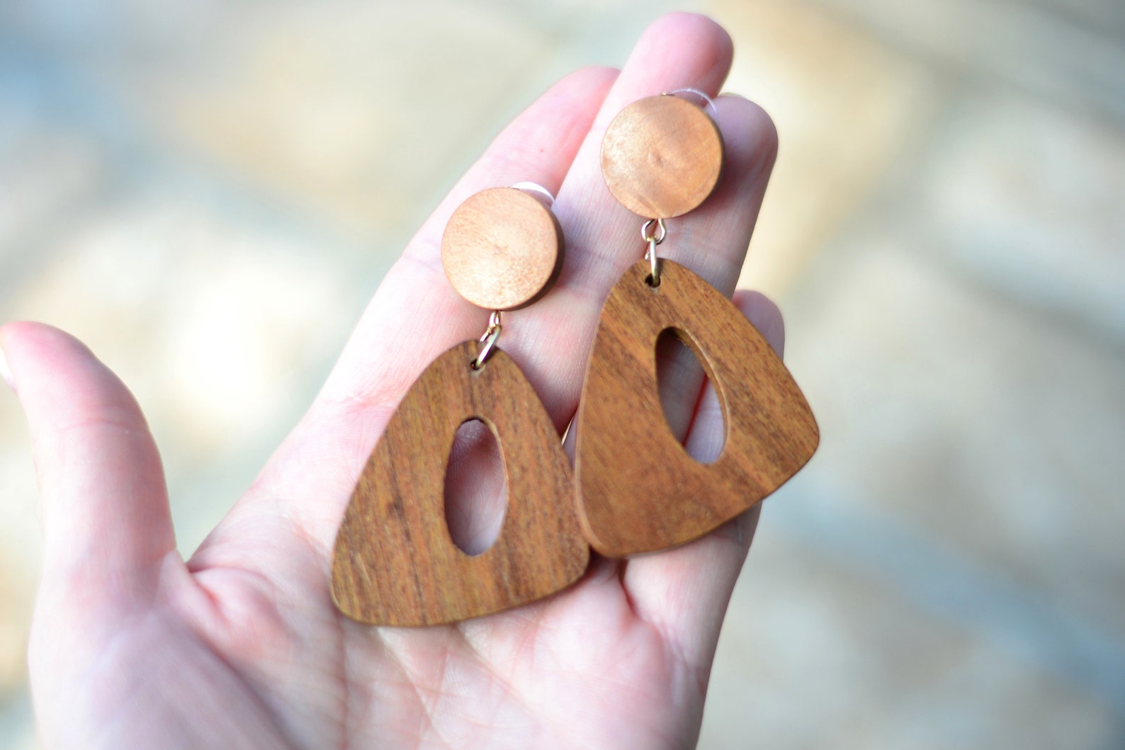 Wooden Drop Earrings Etsy