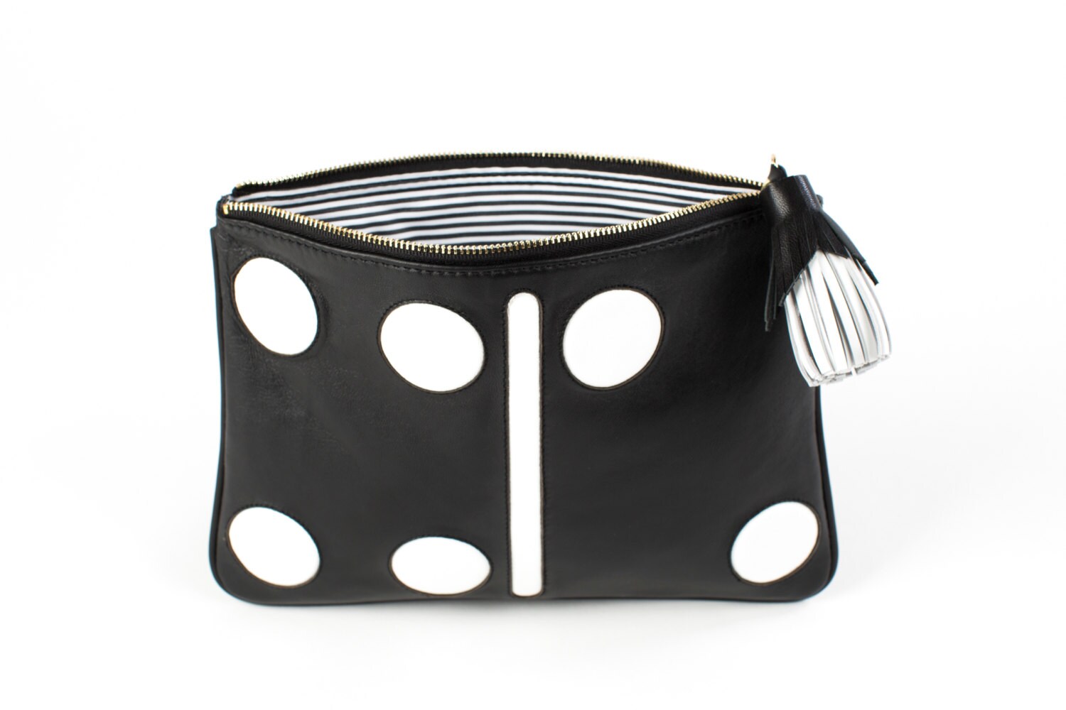 Small Black and White Leather Domino Clutch Leather Pouch - Etsy