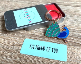 I'm Proud Of You Peacock Keyring Gift