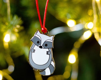 Raccoon Christmas Decoration, Raccoon Hanging Decoration, Raccoon Christmas Bauble, Raccoon Christmas Tree Decoration, Raccoon Xmas, Raccoon