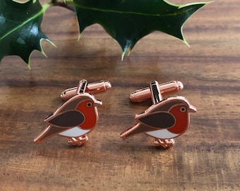 Robin Cufflinks, Christmas Cufflinks, Bird Cufflinks, Xmas cufflinks, Stocking Filler For Dad