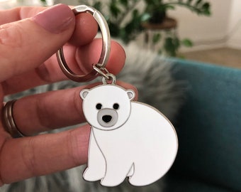 Polar Bear Keyring In Tin Gift Box, Polar Bear Accessory, Artic Accessory, Polar Bear Gift