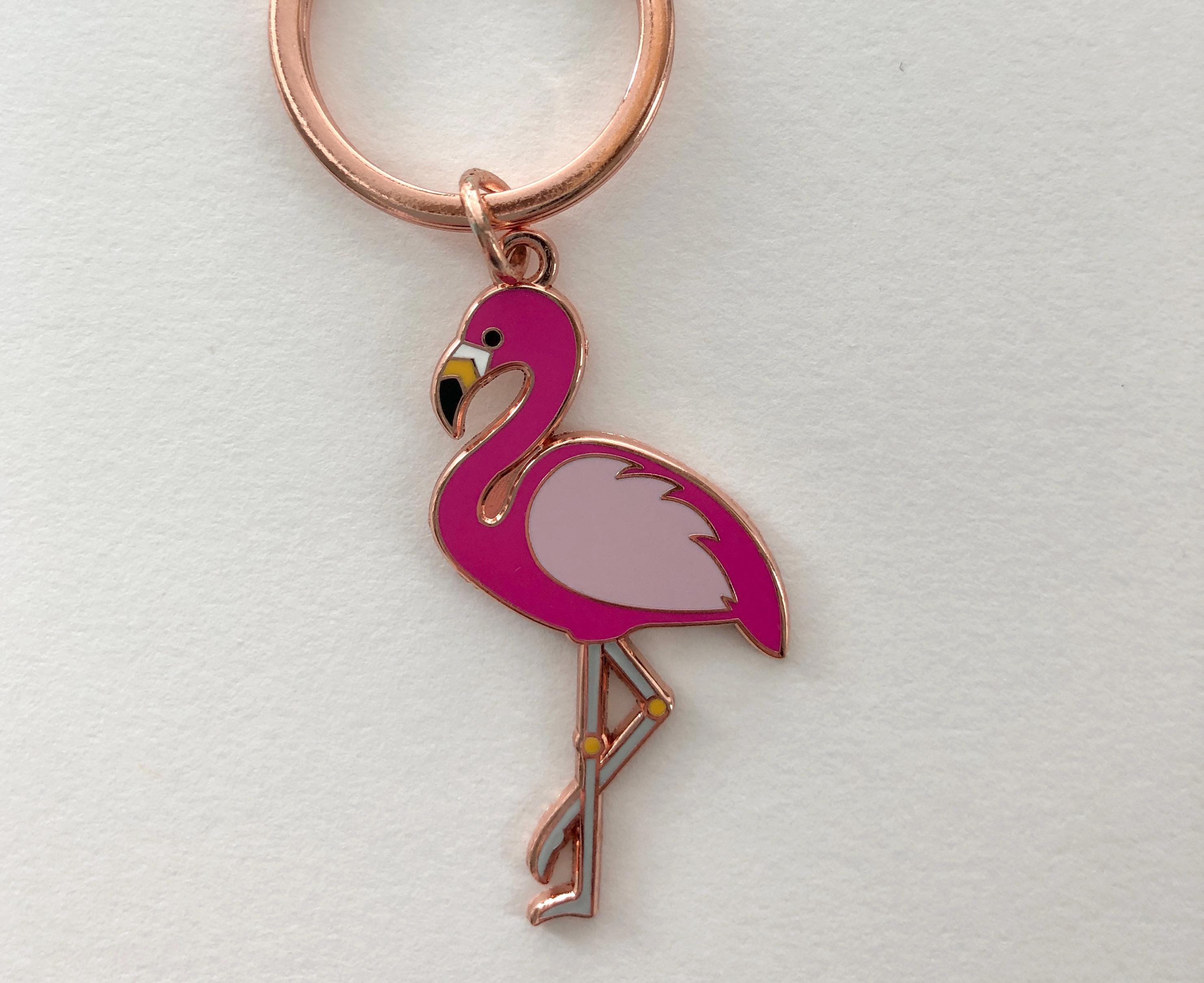 Pink Flamingo Enamel Keyring: Tropical Bird Accessory - Etsy
