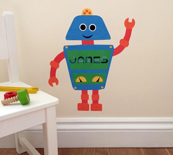 personalised robot wall sticker robot decal robot | etsy
