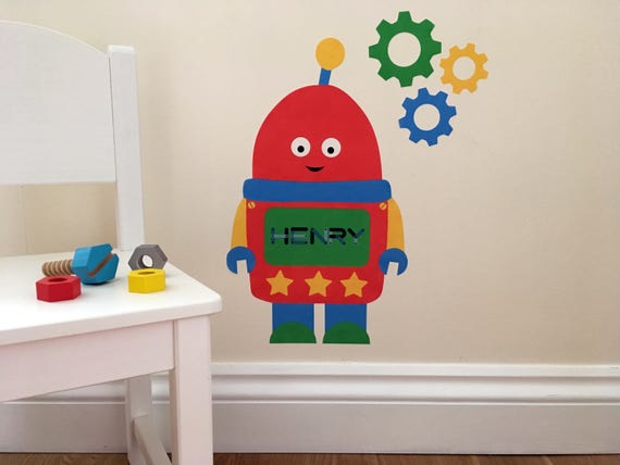 personalised robot wall sticker robot decal personalised | etsy