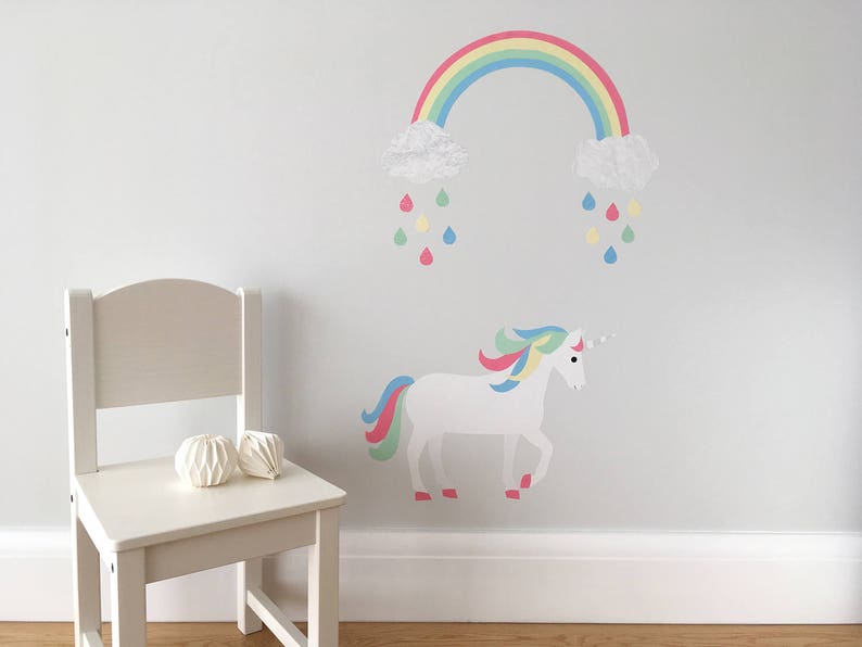 unicorn and rainbow wall stickers rainbow unicorn rainbow | etsy