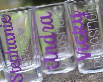 Bridal Party Shot Glasses, Bridesmaid Shot Glasses, Wedding Party Shot Glasses, Bridal Party Gifts, Bridesmaid Gifts, Bridesmaid Shot Glass