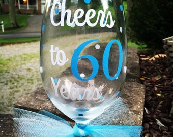 Glitter Wine Glass, Glitter Dipped, Glitter Dipped, Cheers to 60 Years, Funny Wine Glass, Birthday Gift, 60th Birthday Gift, Funny Wine Gift