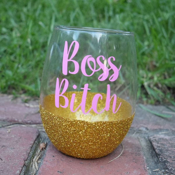 Boss Lady Wine Glass Etsy