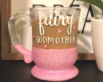 Fairy Godmother, Godmother Gift, Godmother Coffee Mug, Glitter Coffee Cup, Will You Be My Godmother, Godparent Gift, Baptism Gift,Godparents