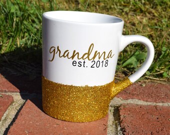 Regalo de la abuela, taza de café de la abuela, anuncio del embarazo, abuela para ser regalo, taza de café brillante, anuncio del embarazo, café