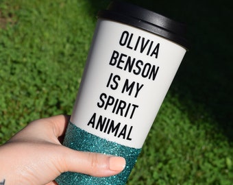 Glitter Coffee Mug, Coffee Cup, Travel Mug, Glitter Travel Mug, Law And Order Svu, Olivia Benson, SVU Gift, Funny Travel Mug