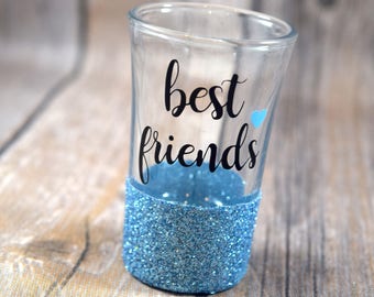 Best Friend Gift, Best Friends, Best Friend Shot Glass, Glitter Shot Glasses, Birthday Gift, Birthday Shot Glass, Bestie Gift