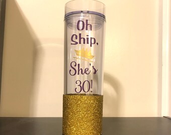 30th Birthday Gift, Thirtieth Birthday Gift, Dirty Thirty, 30th Birthday, Glitter Water Bottle, Water Tumbler