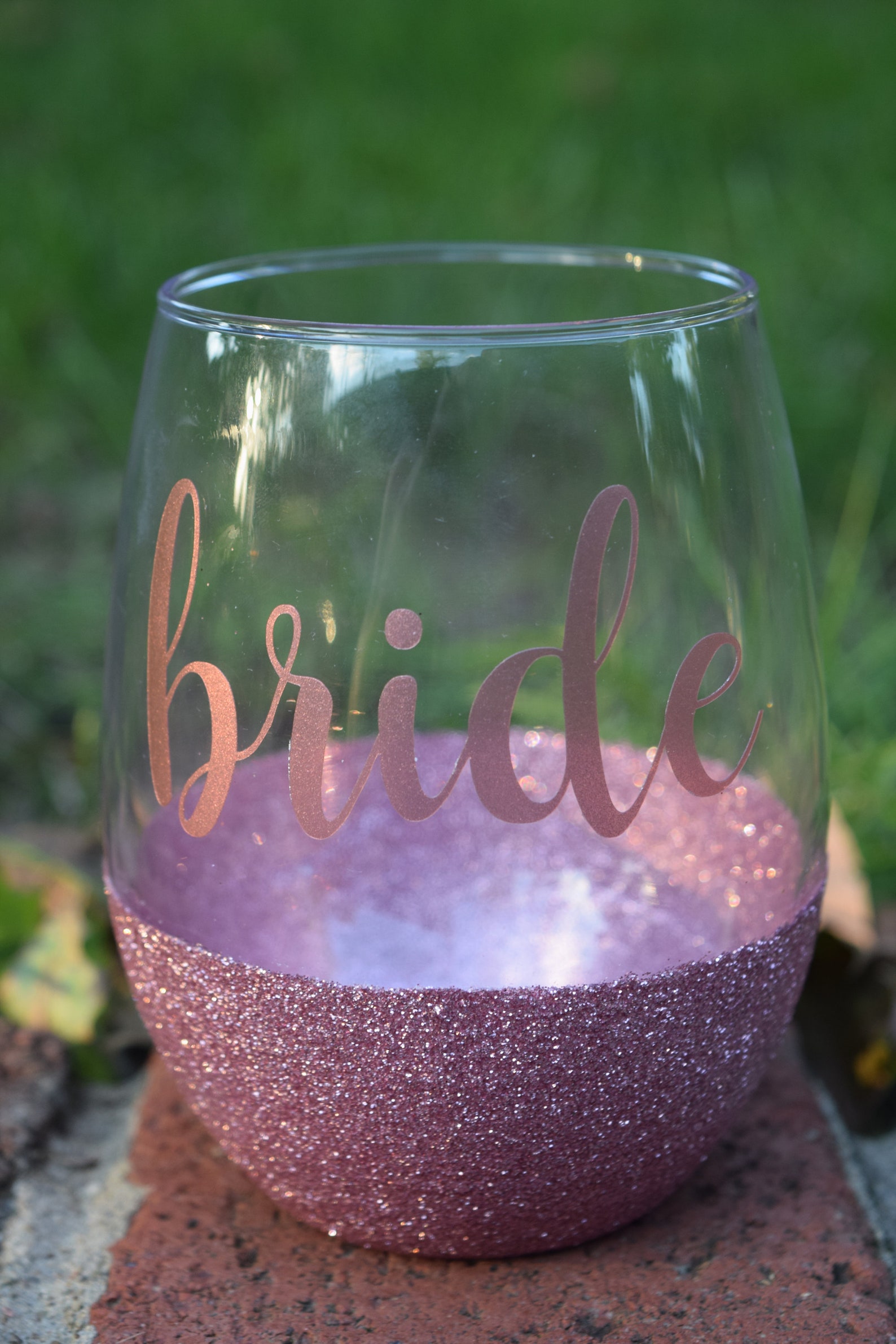 Glitter Wine Glass Bride Wine Glass Rose Gold Winebride to Etsy