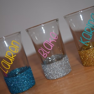 Shot Glasses, Glitter Dipped, Personalized Glitter Shot Glasses, Friend Gift, Personalized Gift, Glitter Shot Glasses