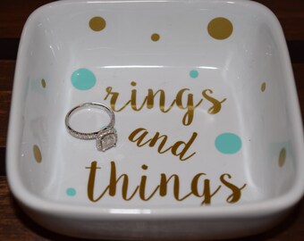 Ring Dish, Personalized Ring Dish, Rings And Things, Ring Holder, Custom Ring Holder, Monogram Ring Holder, Engagement Gift, Wedding Gifts