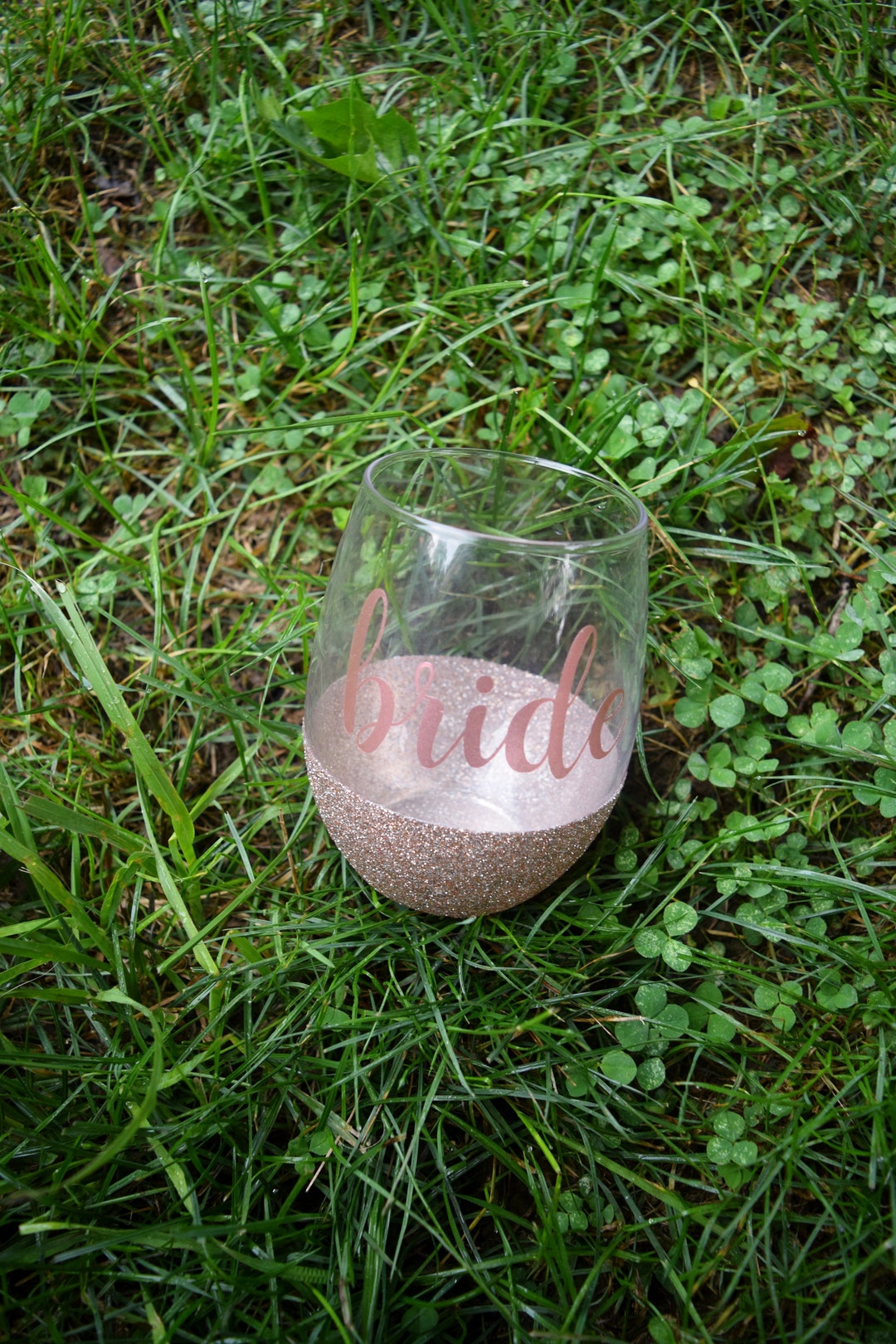 Glitter Wine Glass Bride Wine Glass Rose Gold Winebride to Etsy