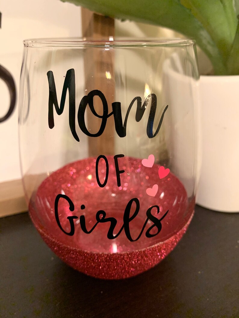 Mom Wine Glass Mother Wine Glass Mom of Girls Wine Glass Etsy