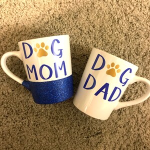 Set Of Two, Coffee Mug, Dog Mom, Dog Dad, Anniversary Gift,Couple Gift, Dog Parent Gift, Glitter Coffee Mug, Funny Coffee Cup