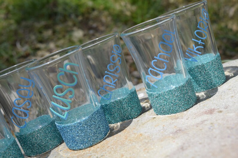 Shot Glasses Glitter Dipped Personalized Glitter Shot Etsy