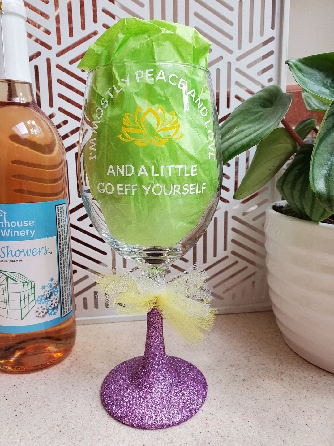 Funny Wine Glass Funny Wine Glasses Glitter Dipped Yoga Etsy