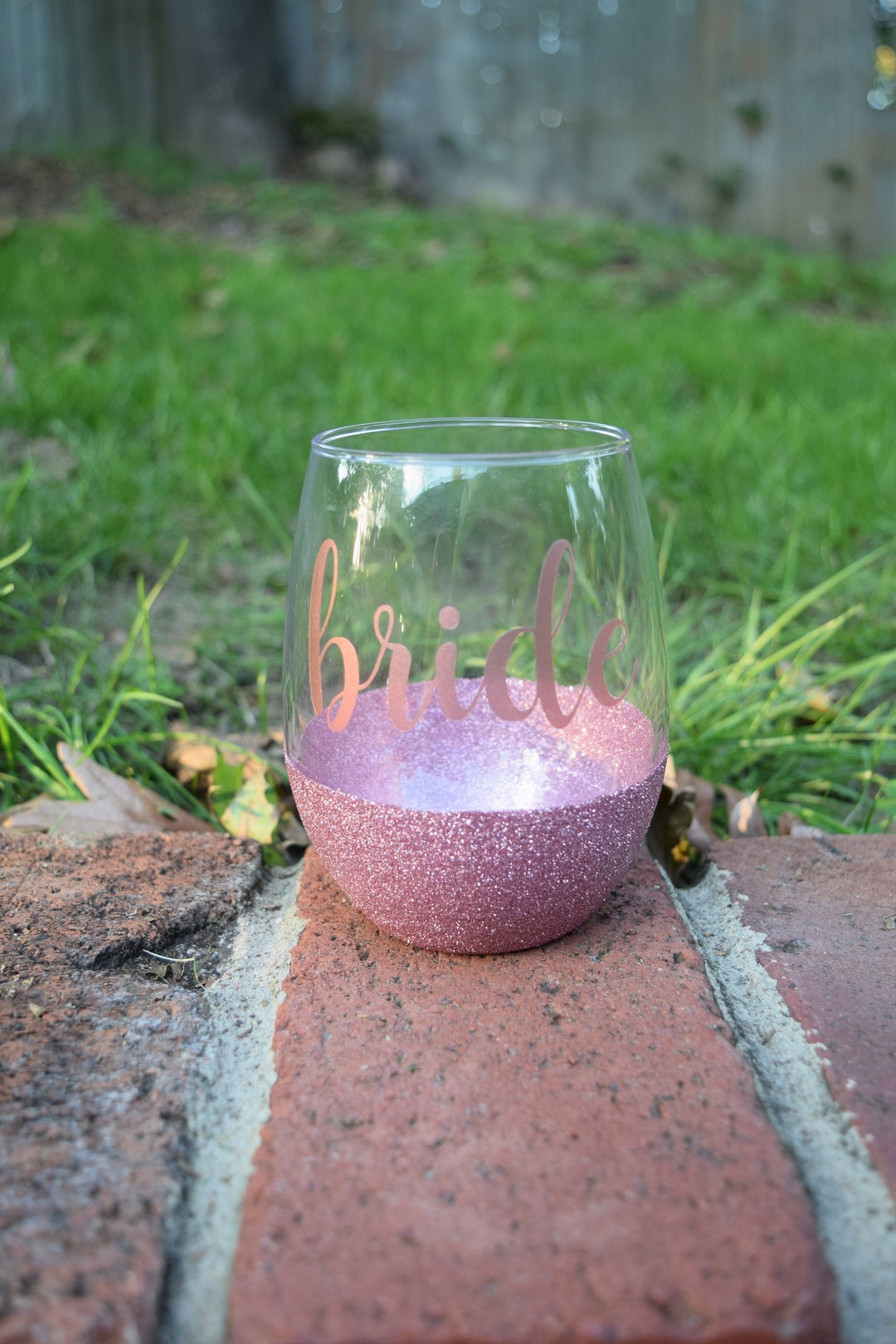 Glitter Wine Glass, Bride Wine Glass, Rose Gold Wine,bride to Be