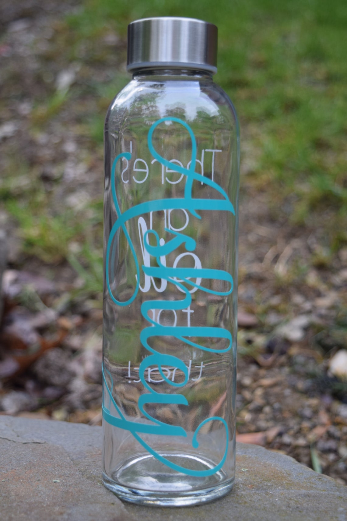 etsy glass water bottle
