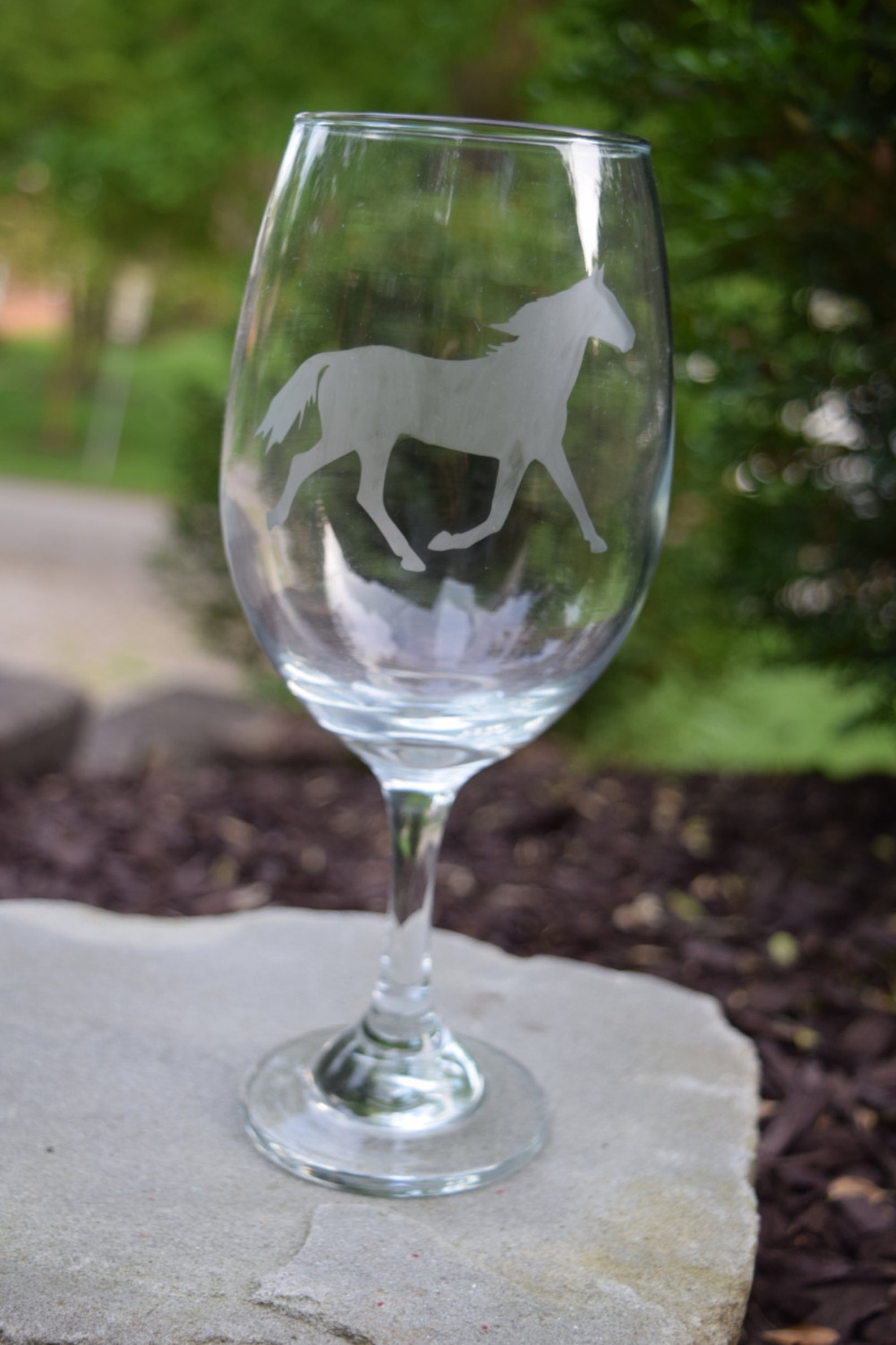 Horse Wine Glass Horse Etched Wine Glass Horse Gift Etsy
