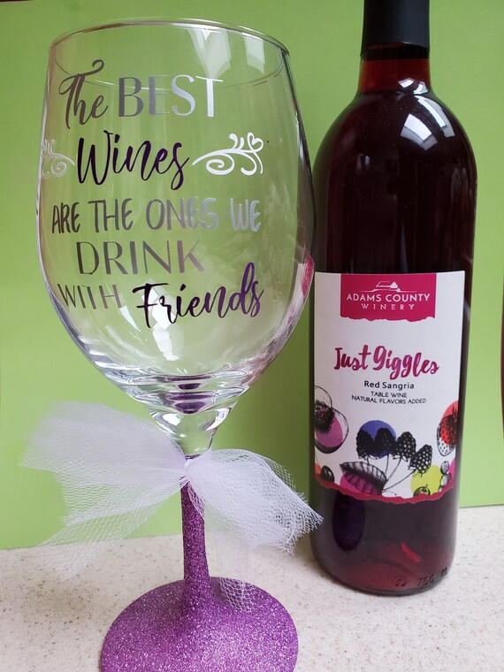 Best Friend Wine Glass Best Friend Glittered Glass Friend Etsy