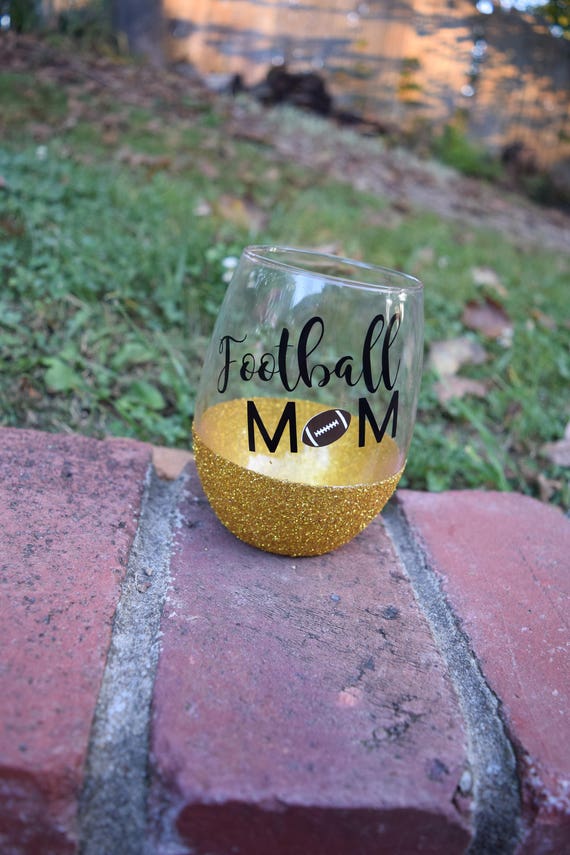 Football Mom, Football Mom Gift, Glitter Wine Glass, Stemless Wine Glass, Wine Glass, Glitter Dipped, Football Season
